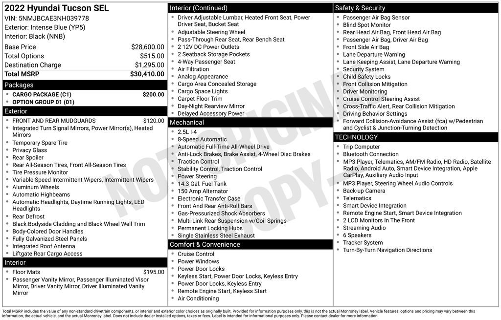 Used 2022 Hyundai Tucson SEL w/ Cargo Package AWD/4WD image 29