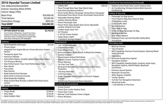 Used 2016 Hyundai Tucson Limited w/ Option Group 03 FWD image 20