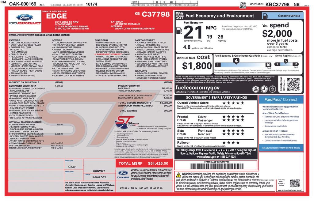 Used 2019 Ford Edge ST w/ Equipment Group 401A AWD/4WD image 3