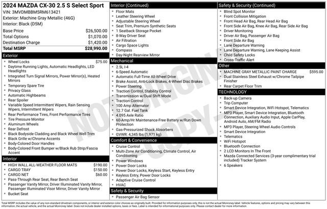 Certified 2024 MAZDA CX-30 AWD 2.5 S w/ Select Sport Pkg image 38