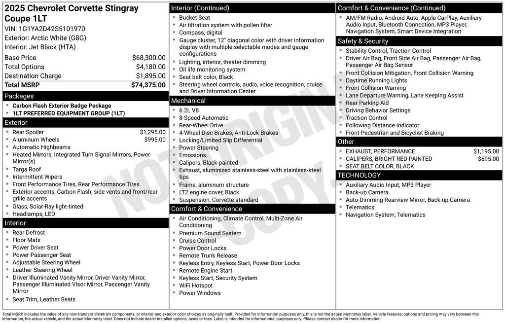 Used 2025 Chevrolet Corvette Stingray Coupe w/ 1LT image 11