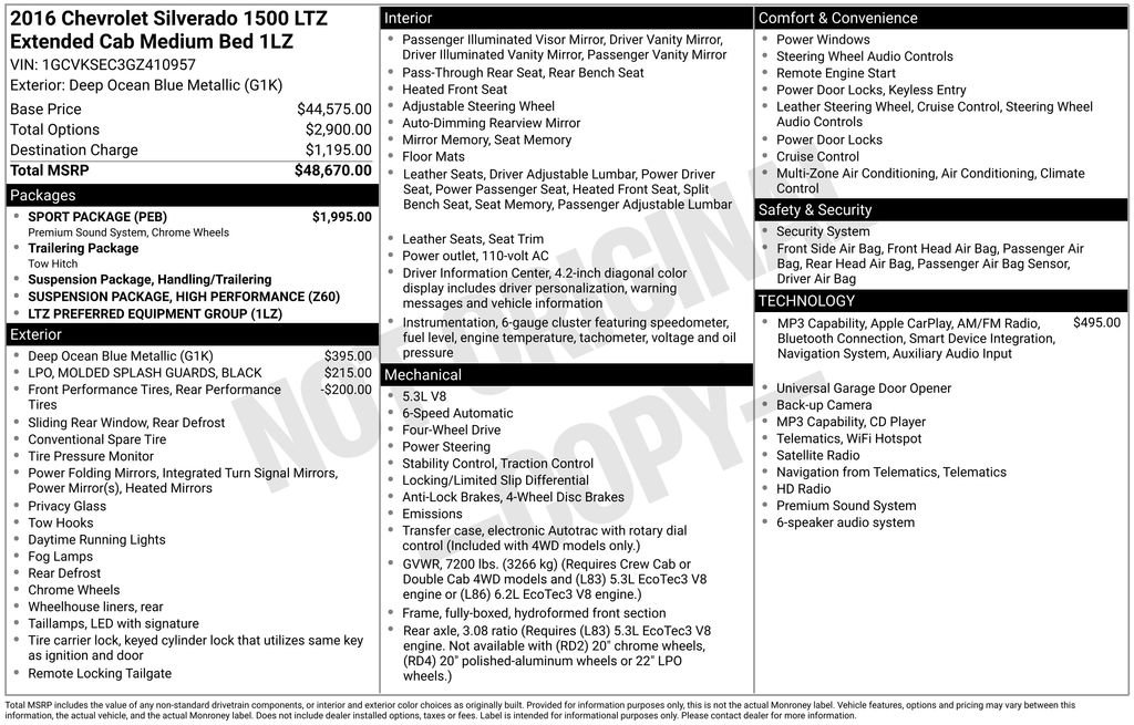 Used 2016 Chevrolet Silverado 1500 LTZ w/ Sport Package AWD/4WD image 5