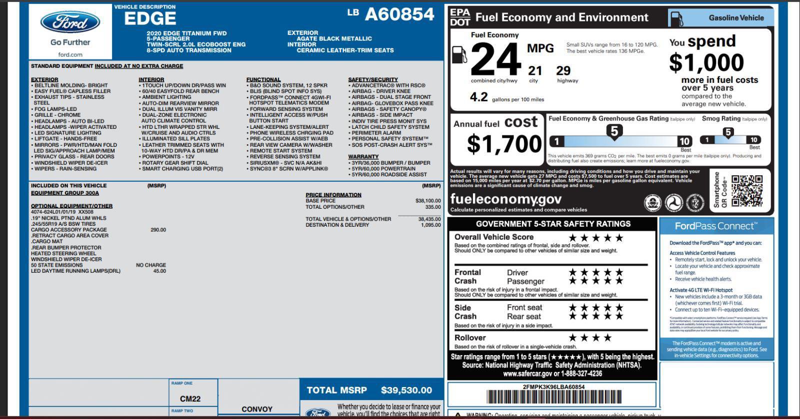 Used 2020 Ford Edge Titanium w/ Cargo Accessory Package image 3