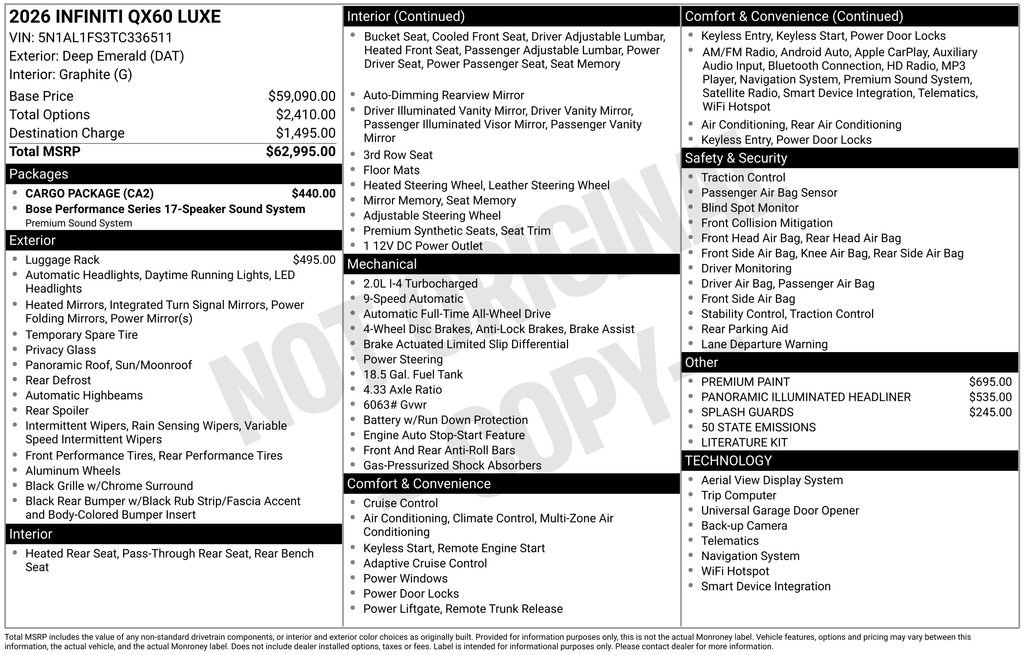 Certified 2026 INFINITI QX60 Luxe w/ Cargo Package image 24