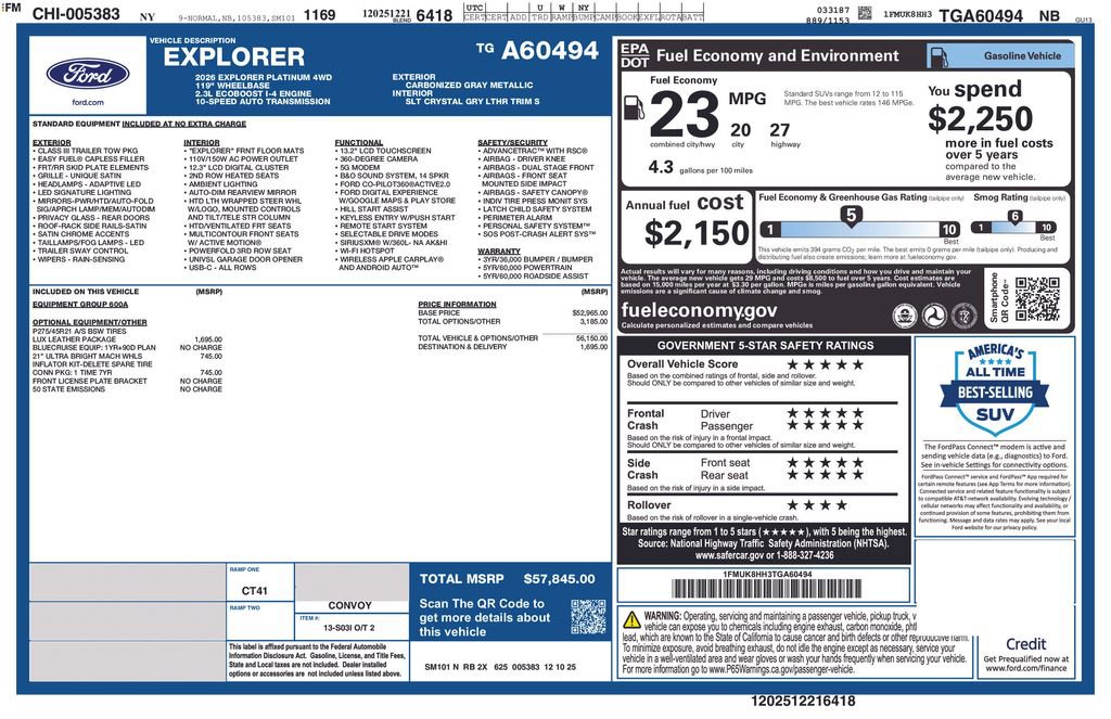 New 2026 Ford Explorer Platinum w/ LUX Leather Package image 5
