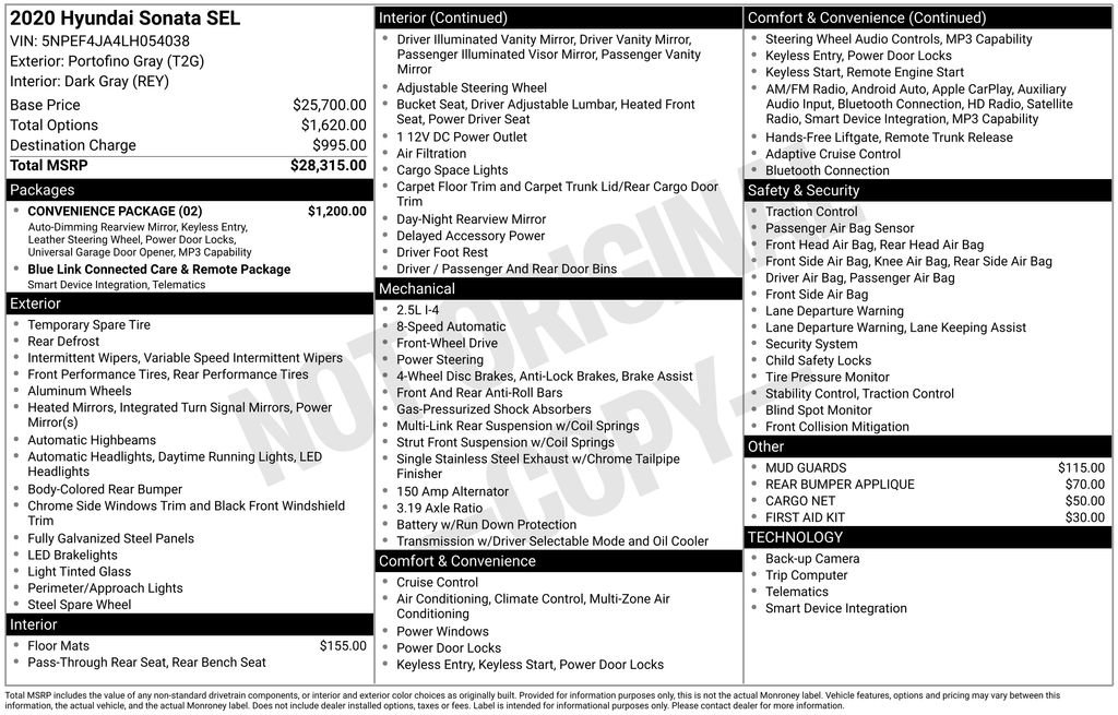 Used 2020 Hyundai Sonata SEL w/ Convenience Package FWD image 5