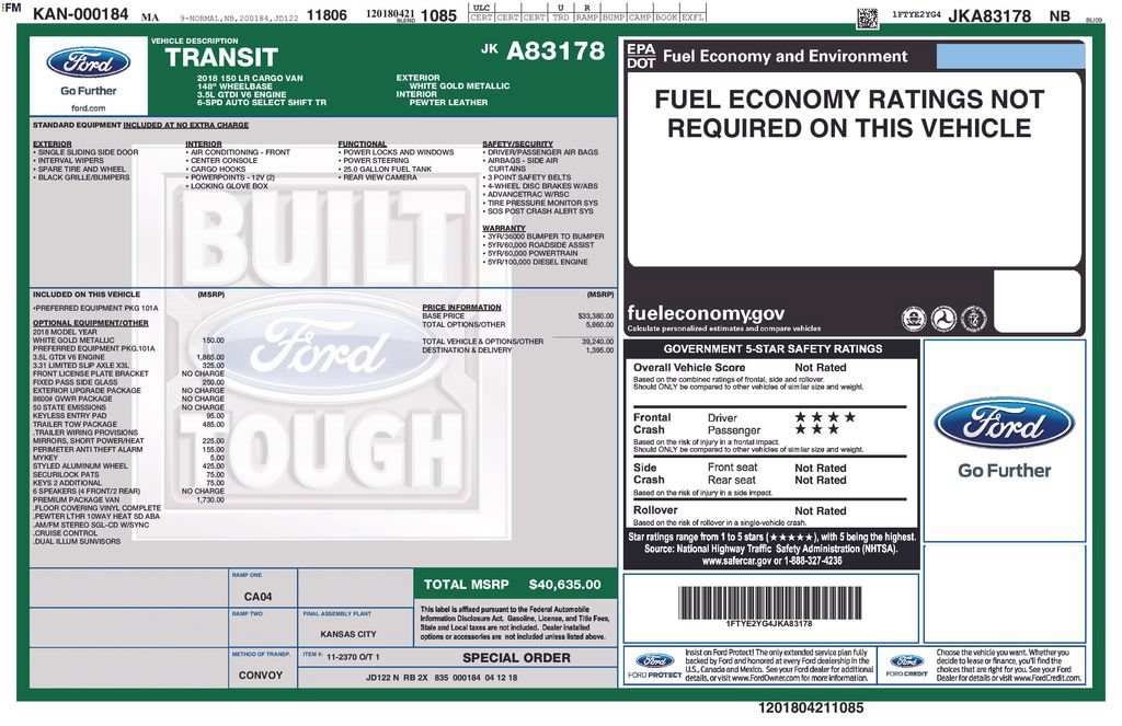Certified 2018 Ford Transit 150 148 Low Roof w/ Premium Package RWD video 2