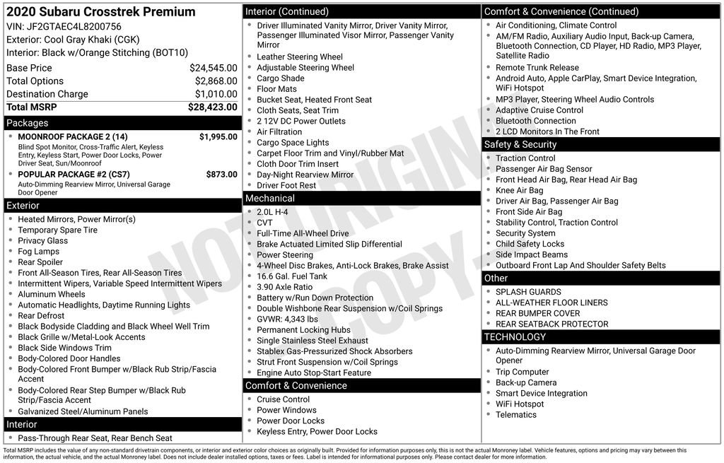 Used 2020 Subaru Crosstrek 2.0i Premium w/ Moonroof Package 2 image 6