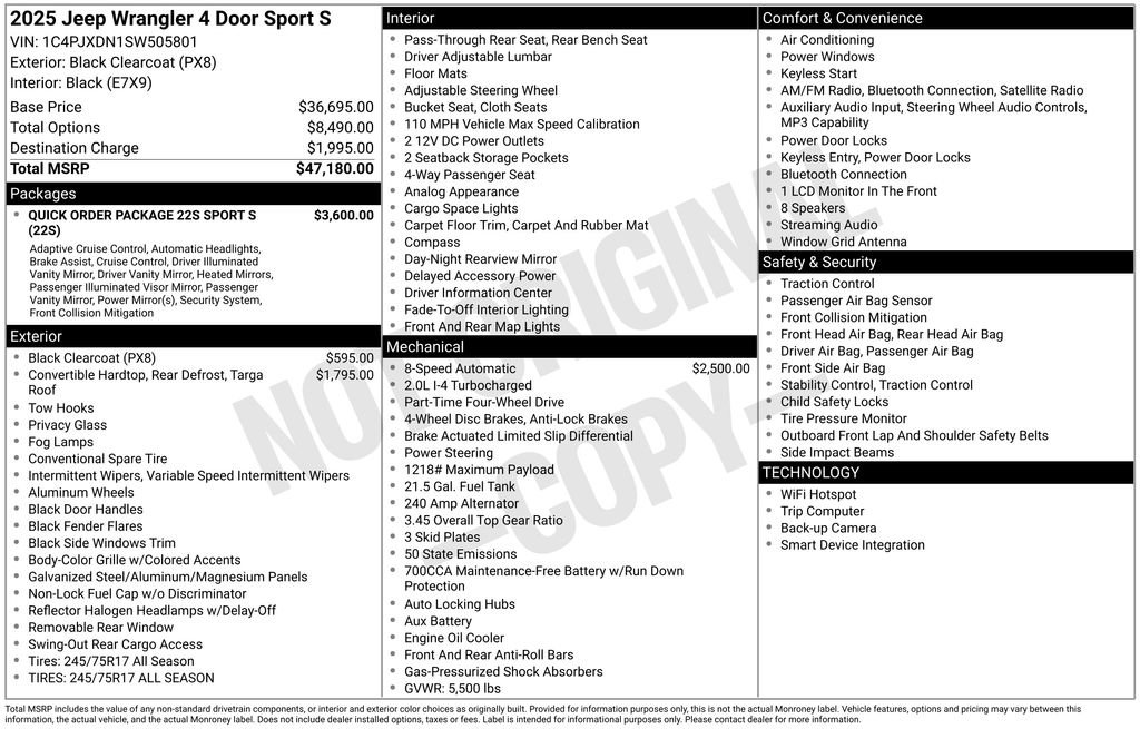 Used 2025 Jeep Wrangler Unlimited Sport AWD/4WD image 30
