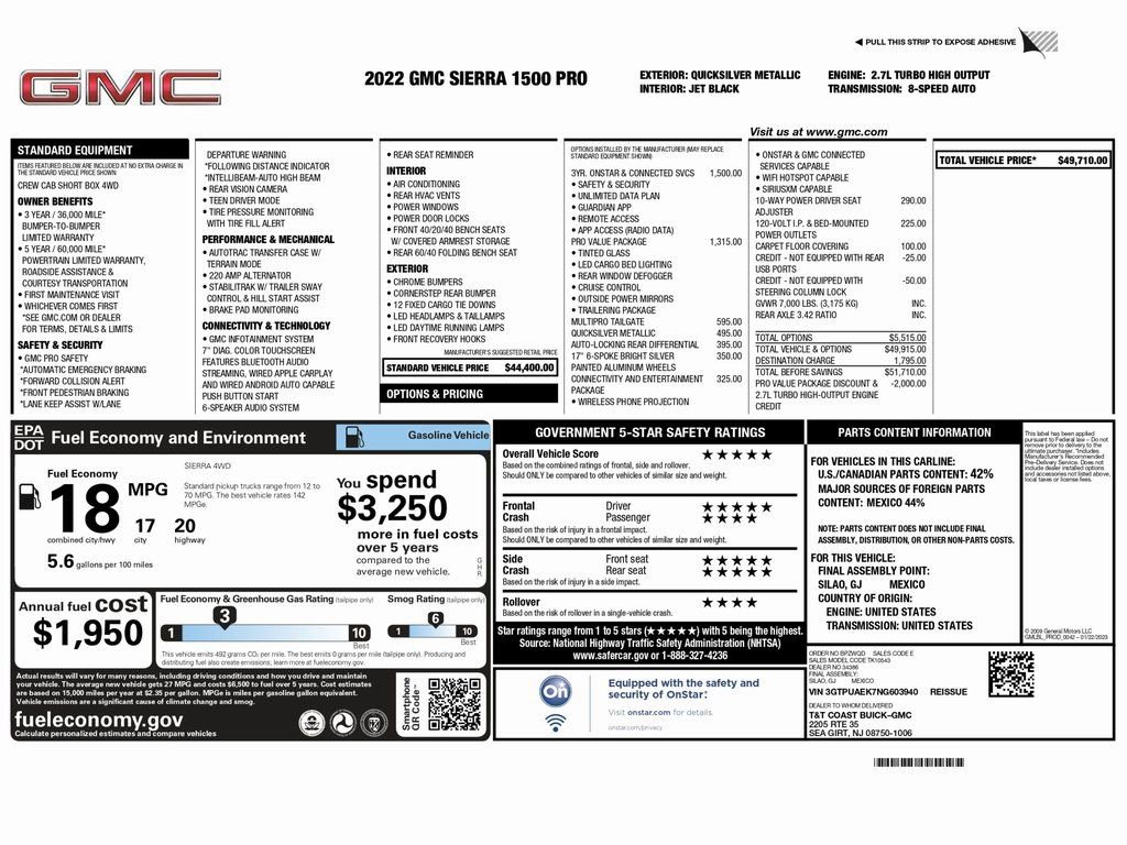 Used 2022 GMC Sierra 1500 Pro w/ Pro Value Package AWD/4WD image 2