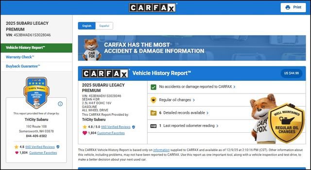 Used 2025 Subaru Legacy Premium image 12