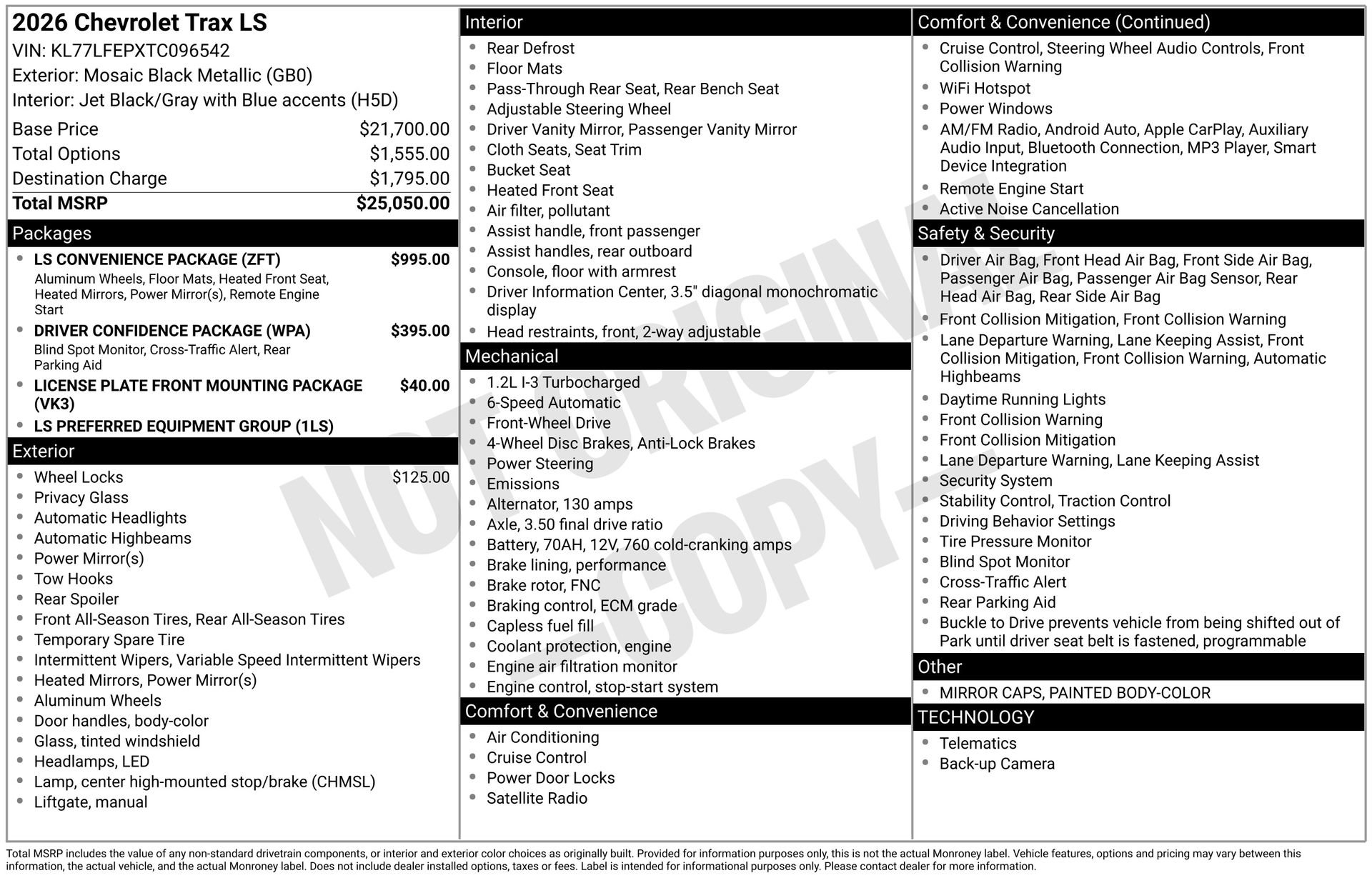 New 2026 Chevrolet Trax LS w/ LS Convenience Package FWD image 3
