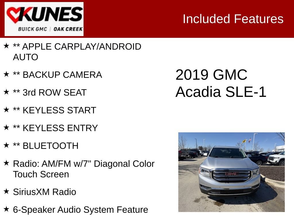 Used 2019 GMC Acadia SLE image 2