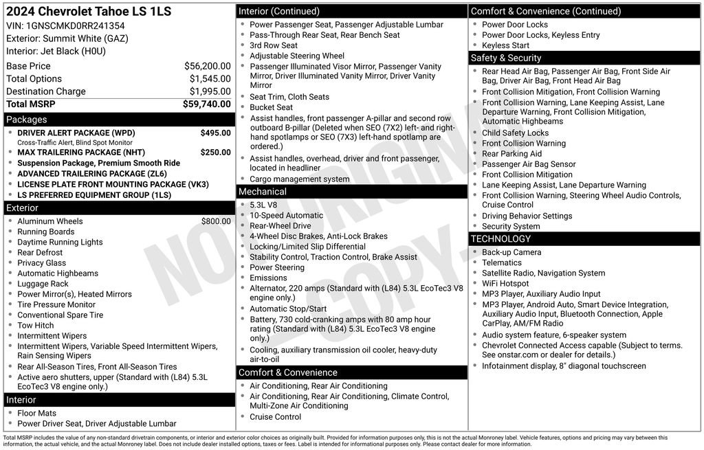 Used 2024 Chevrolet Tahoe LS w/ Driver Alert Package RWD image 67