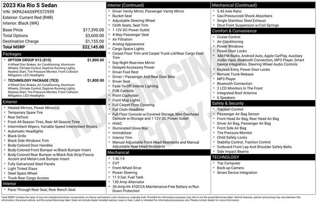 Used 2023 Kia Rio S w/ Technology Package FWD image 14