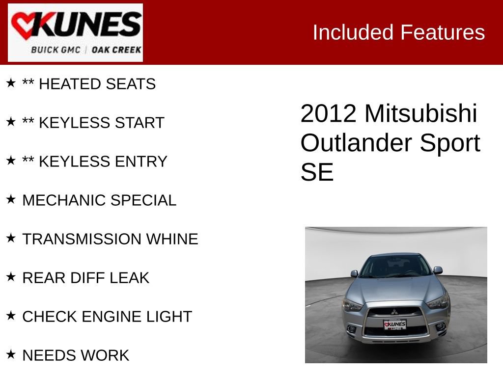 Used 2012 Mitsubishi Outlander Sport SE AWD/4WD image 2