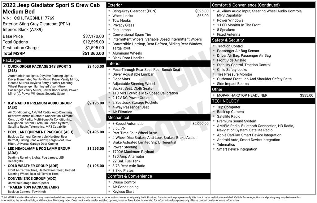 Used 2022 Jeep Gladiator Sport AWD/4WD image 6