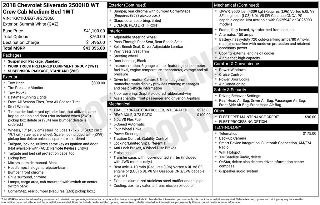 Used 2018 Chevrolet Silverado 2500 W/T AWD/4WD image 6