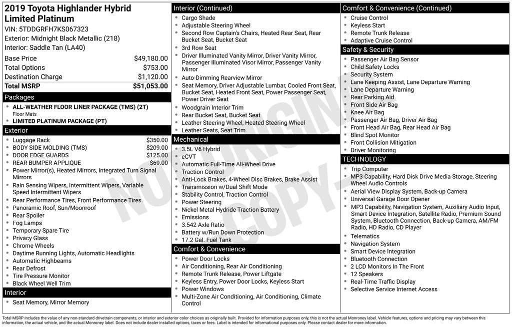 Used 2019 Toyota Highlander Limited Platinum AWD/4WD image 33