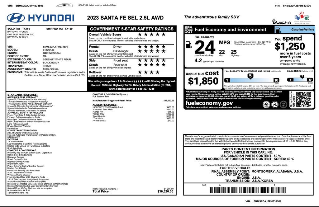 Certified 2023 Hyundai Santa Fe SEL image 3