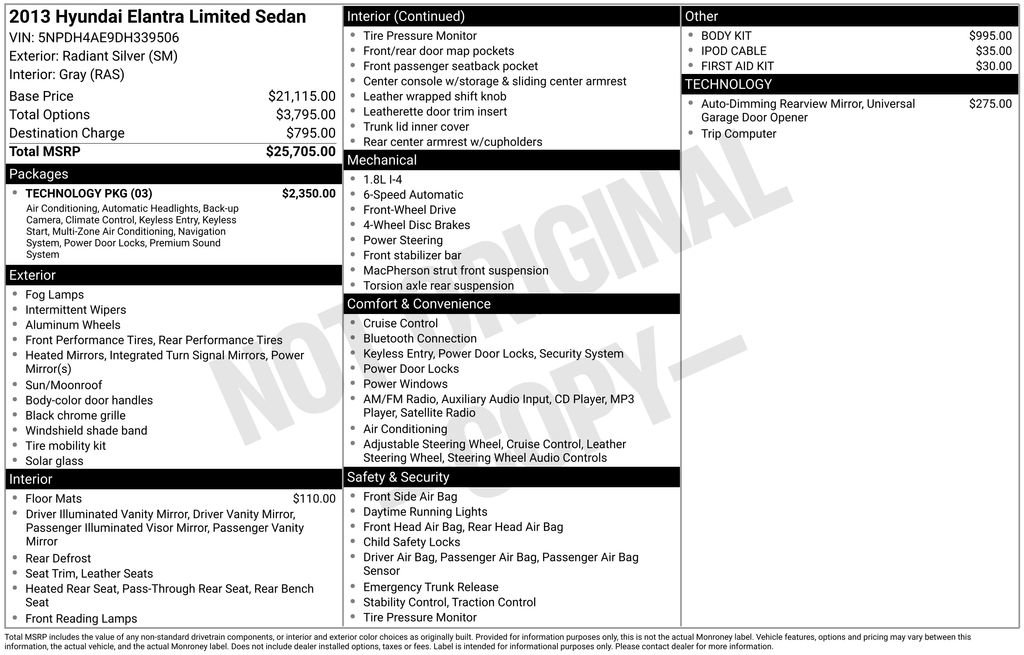 Used 2013 Hyundai Elantra Limited w/ Technology Pkg image 3