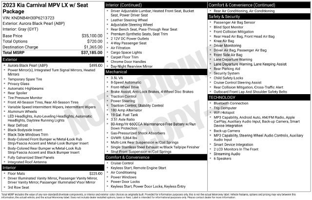 Certified 2023 Kia Carnival LX FWD image 40