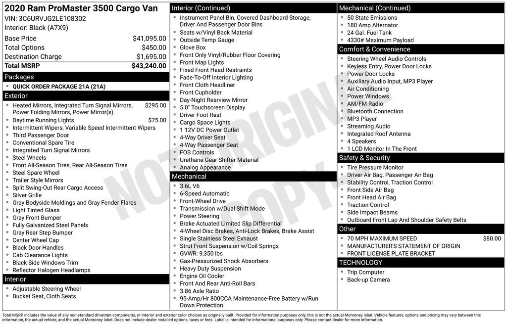 Used 2020 RAM ProMaster 3500 image 17