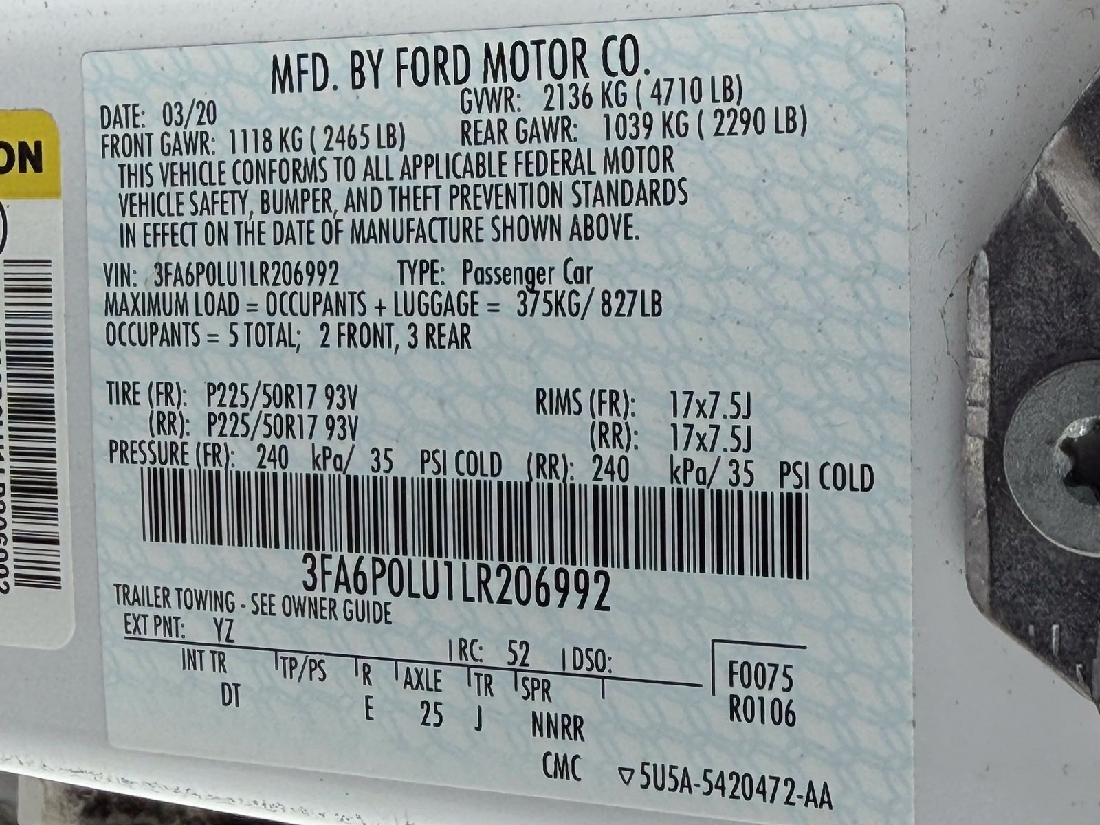 Used 2020 Ford Fusion SE FWD image 38