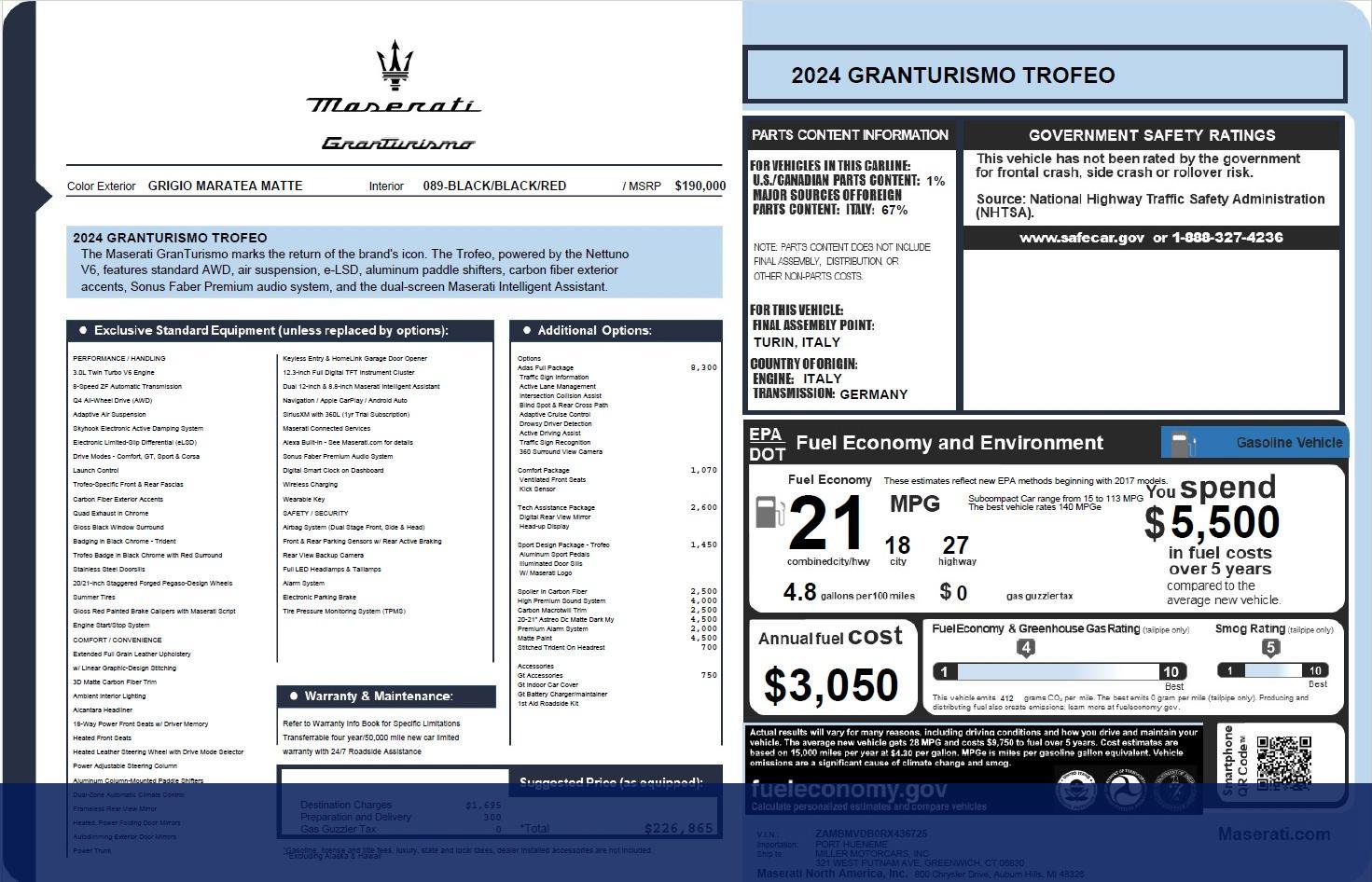 Used 2024 Maserati GranTurismo Trofeo