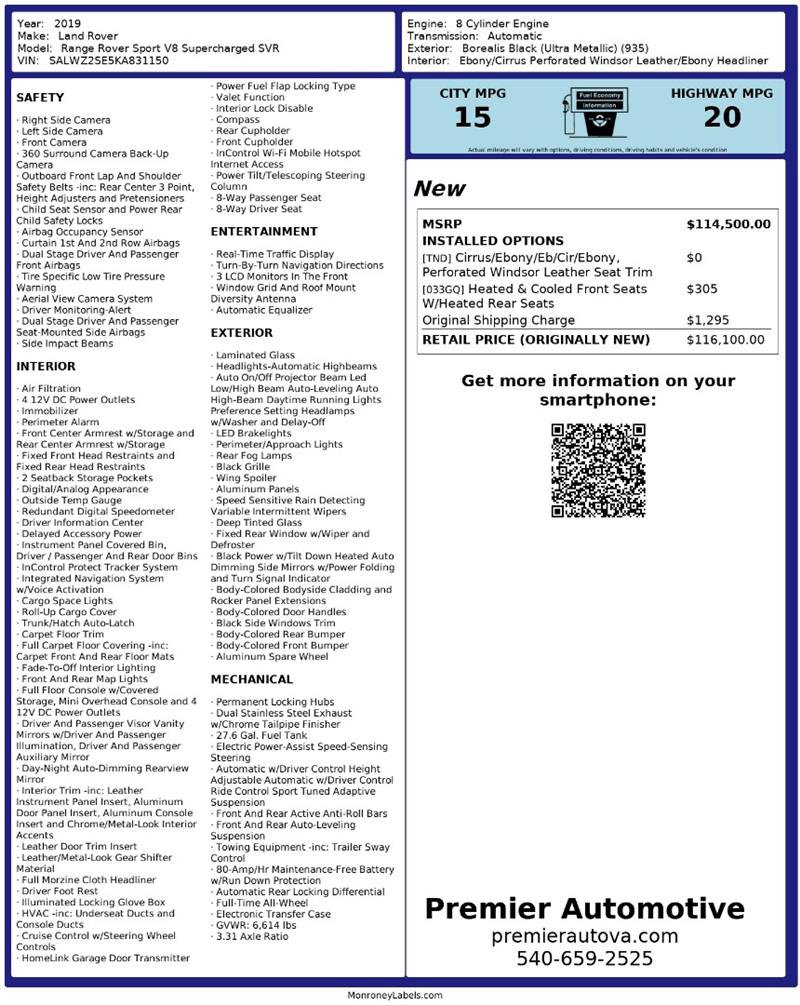 Used 2019 Land Rover Range Rover Sport SVR image 2
