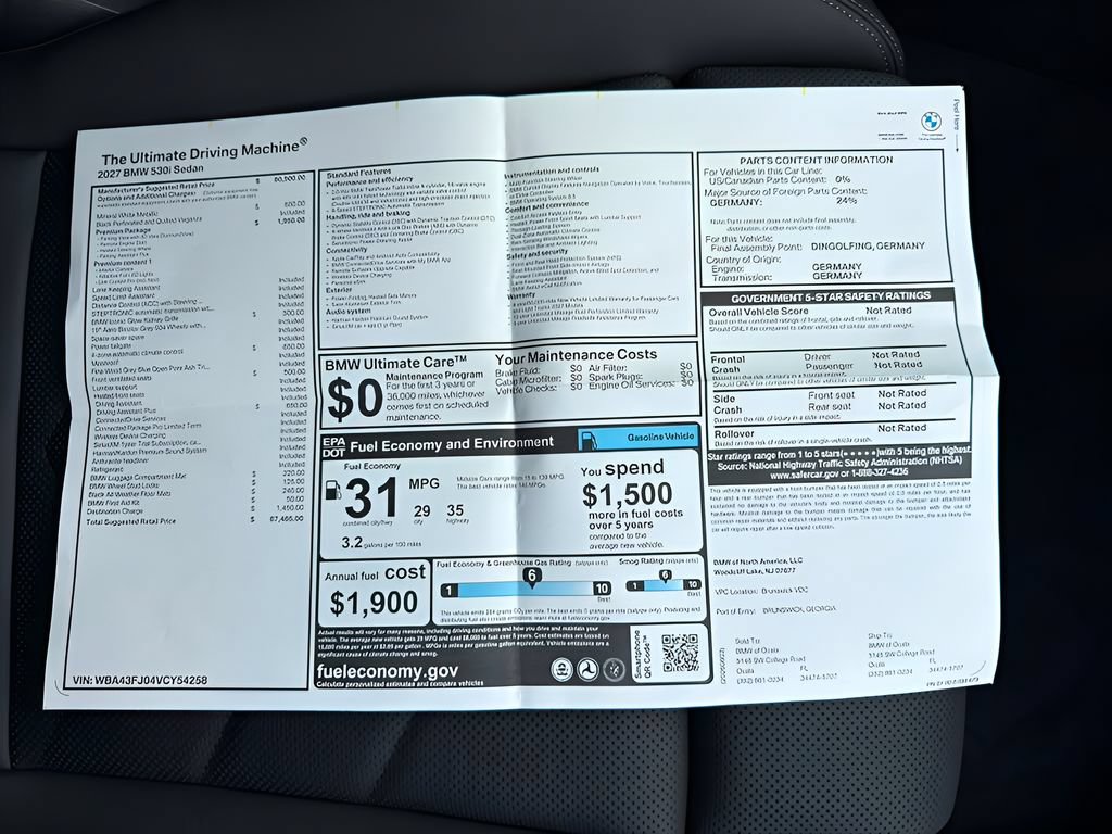 New 2027 BMW 530i w/ Premium Package RWD image 25