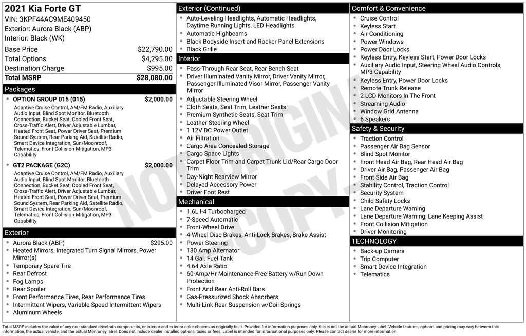 Used 2021 Kia Forte GT w/ GT2 Package FWD image 34