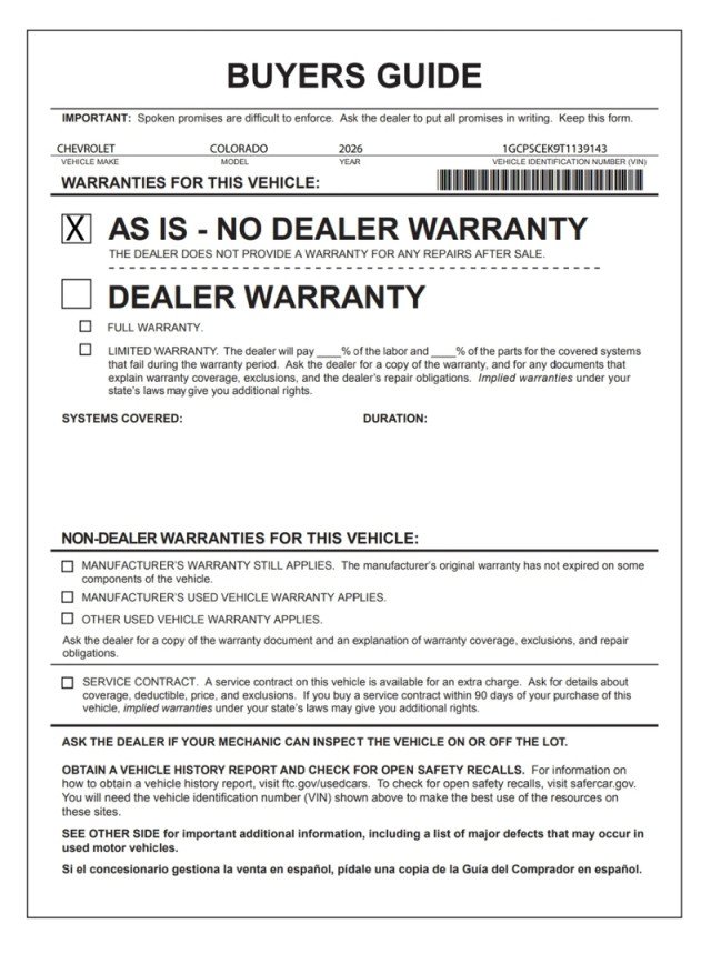 Used 2026 Chevrolet Colorado LT w/ LT Convenience Package RWD image 28