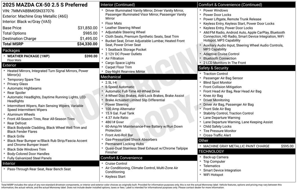 Certified 2025 MAZDA CX-50 AWD 2.5 S w/ Weather Package image 12