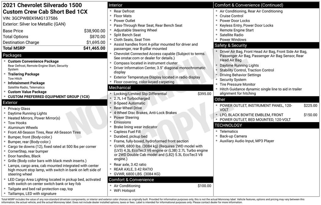 Used 2021 Chevrolet Silverado 1500 Custom image 9