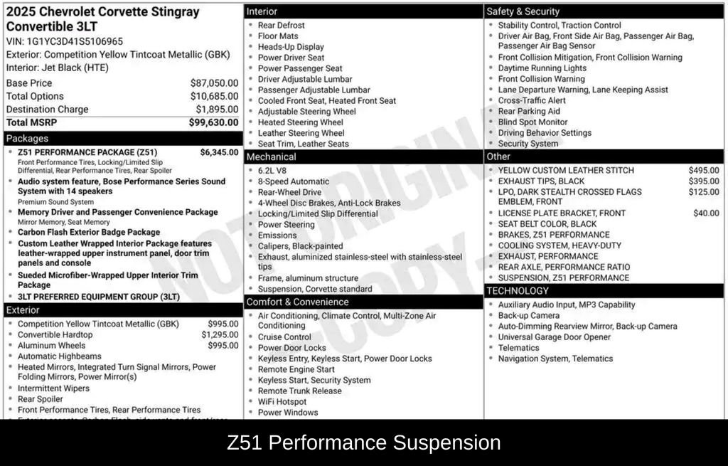 Used 2025 Chevrolet Corvette Stingray Premium Conv w/ Z51 Performance Package RWD image 20