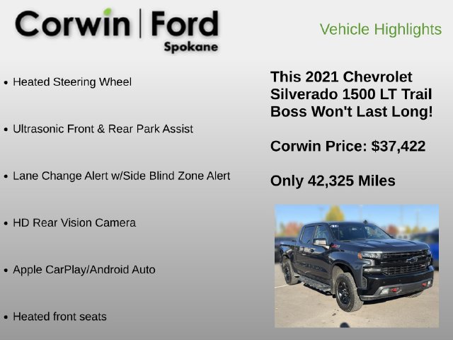 Used 2021 Chevrolet Silverado 1500 LT Trail Boss w/ Convenience Package II AWD/4WD image 24