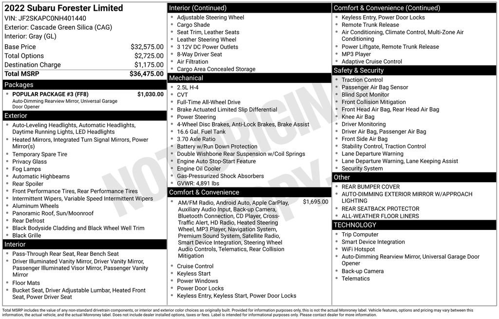 Used 2022 Subaru Forester Limited w/ Popular Package #3 image 11