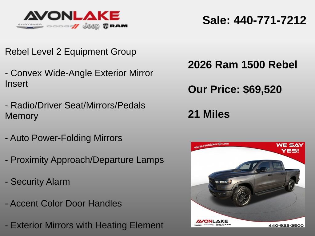 New 2026 RAM 1500 Rebel w/ Rebel Level 2 Equipment Group image 24