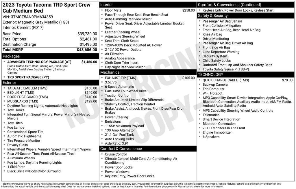 Used 2023 Toyota Tacoma TRD Sport w/ Advanced Technology Package image 39