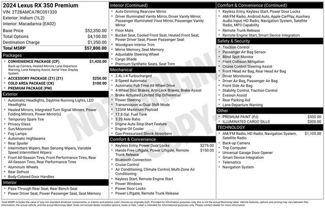 Certified 2024 Lexus RX 350 Premium w/ Convenience Package AWD/4WD image 39