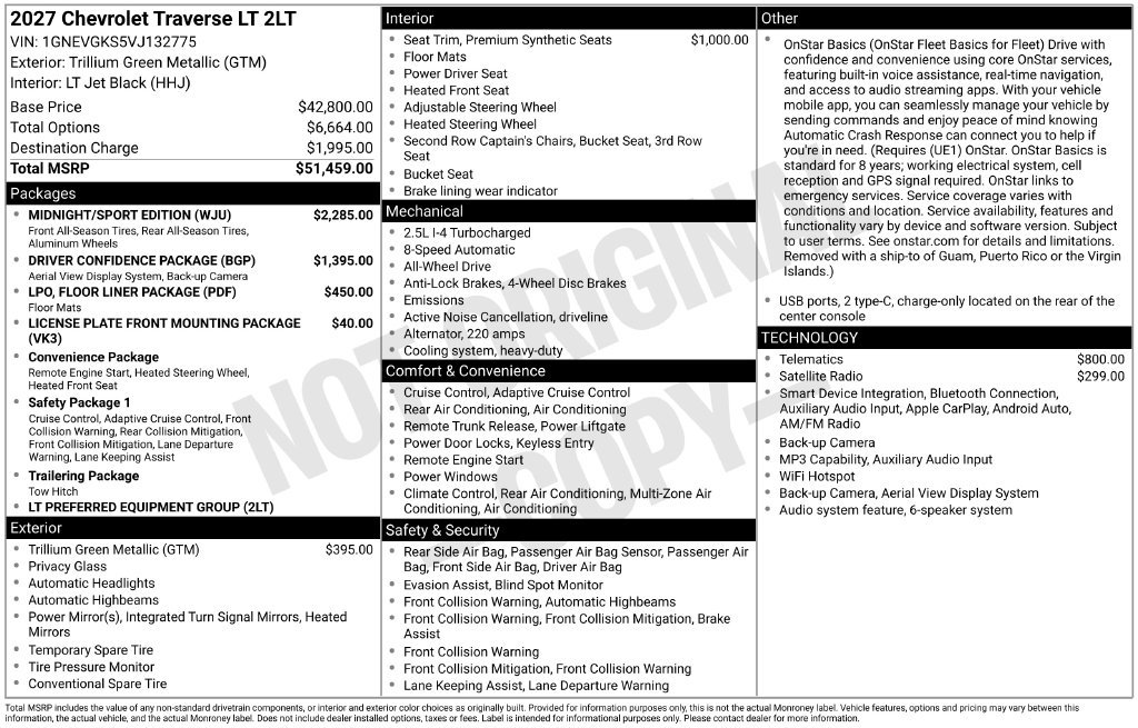 New 2027 Chevrolet Traverse LT w/ Midnight/Sport Edition AWD/4WD image 45