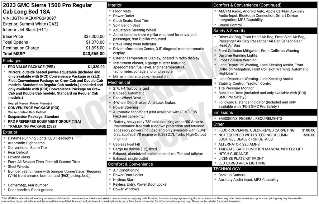 Used 2023 GMC Sierra 1500 Pro w/ Pro Value Package image 8