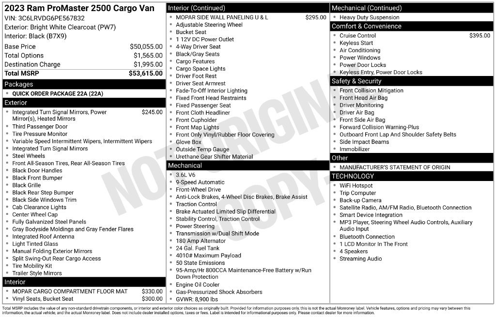 Used 2023 RAM ProMaster 2500 FWD image 9