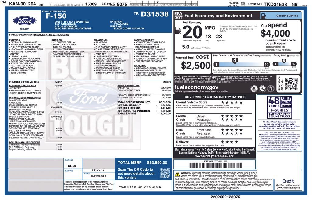 New 2026 Ford F150 XLT w/ Equipment Group 302A MID AWD/4WD image 4