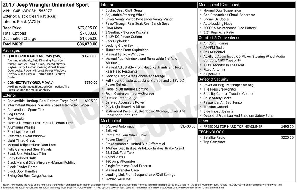 Used 2017 Jeep Wrangler Unlimited Sport w/ Quick Order Package 24S image 17