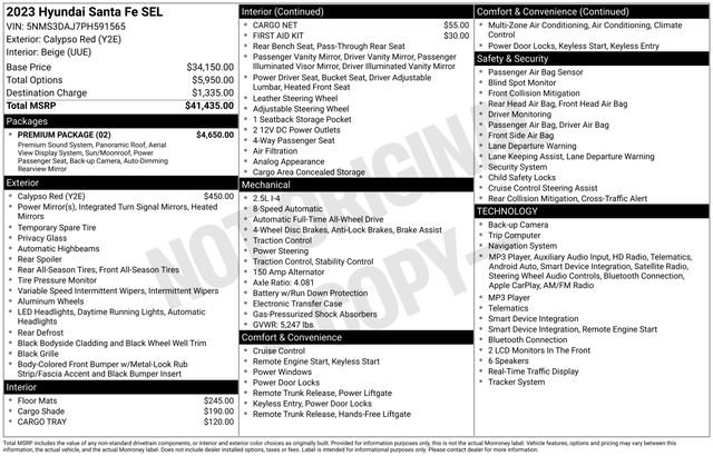 Used 2023 Hyundai Santa Fe SEL w/ Premium Package AWD/4WD image 51
