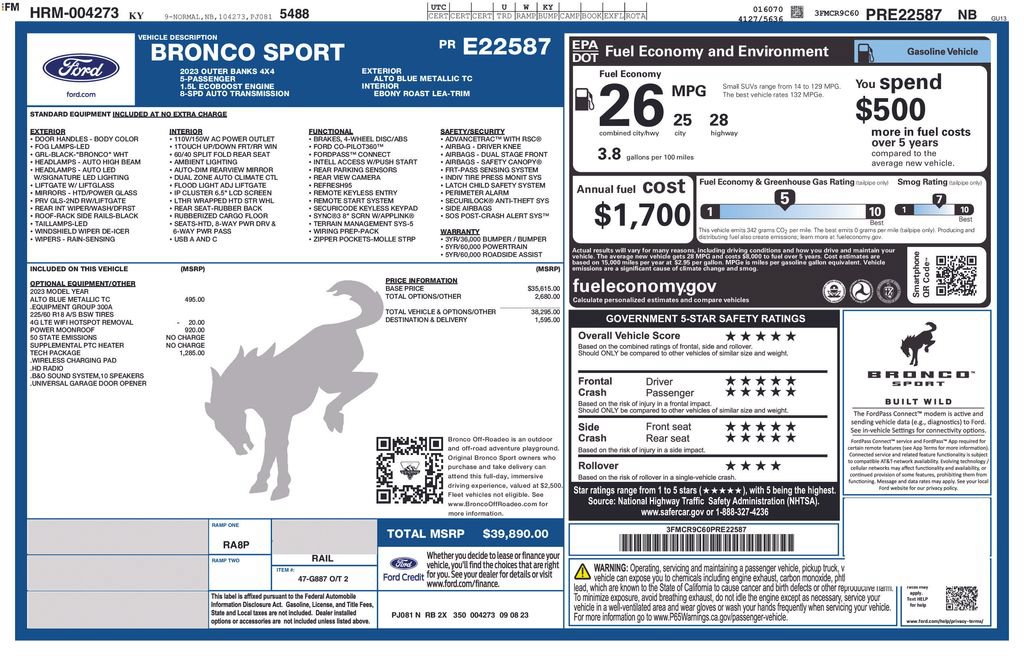 Used 2023 Ford Bronco Sport Outer Banks w/ Tech Package AWD/4WD image 42