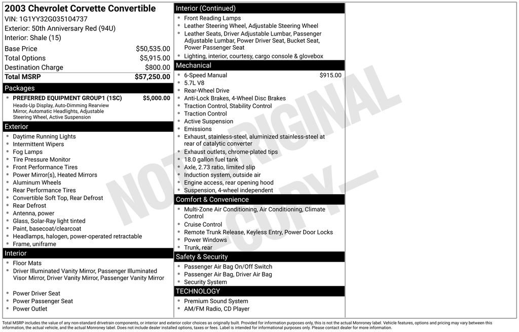 Used 2003 Chevrolet Corvette Convertible w/ Preferred Equipment Group1 RWD image 29