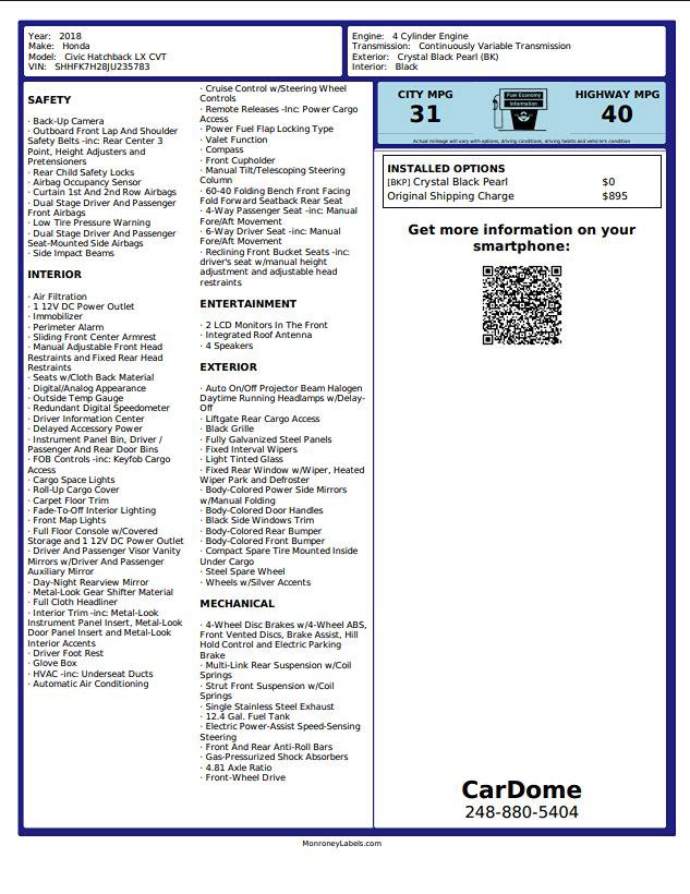 Used 2018 Honda Civic LX image 2